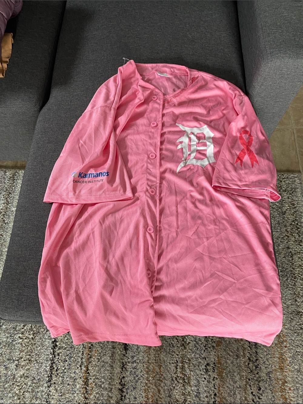 Pink Button-Up Jersey Top XXL